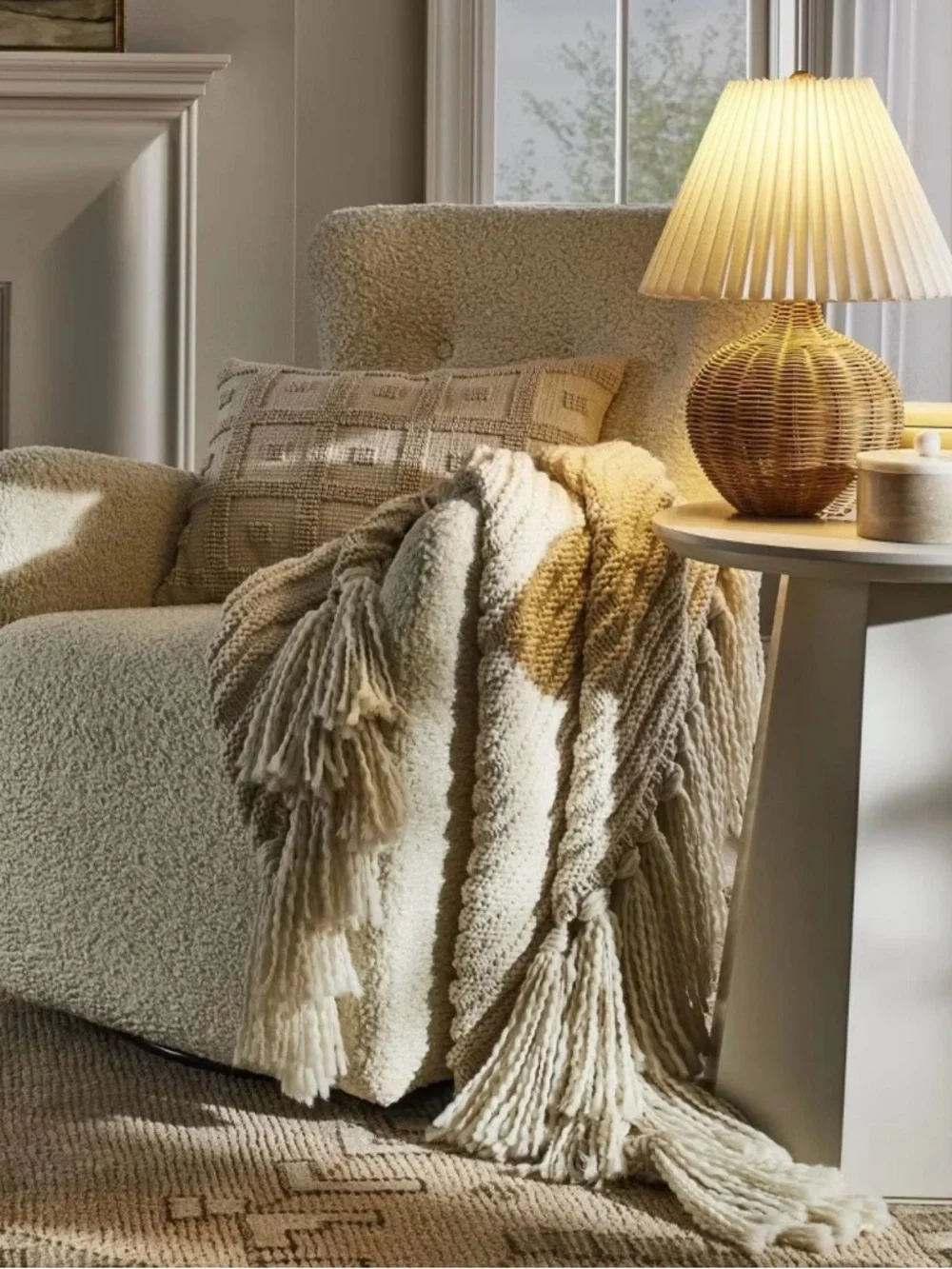 Natural Wicker Woven Table Lamp Brown Threshold™ designed with Studio McGee NEW